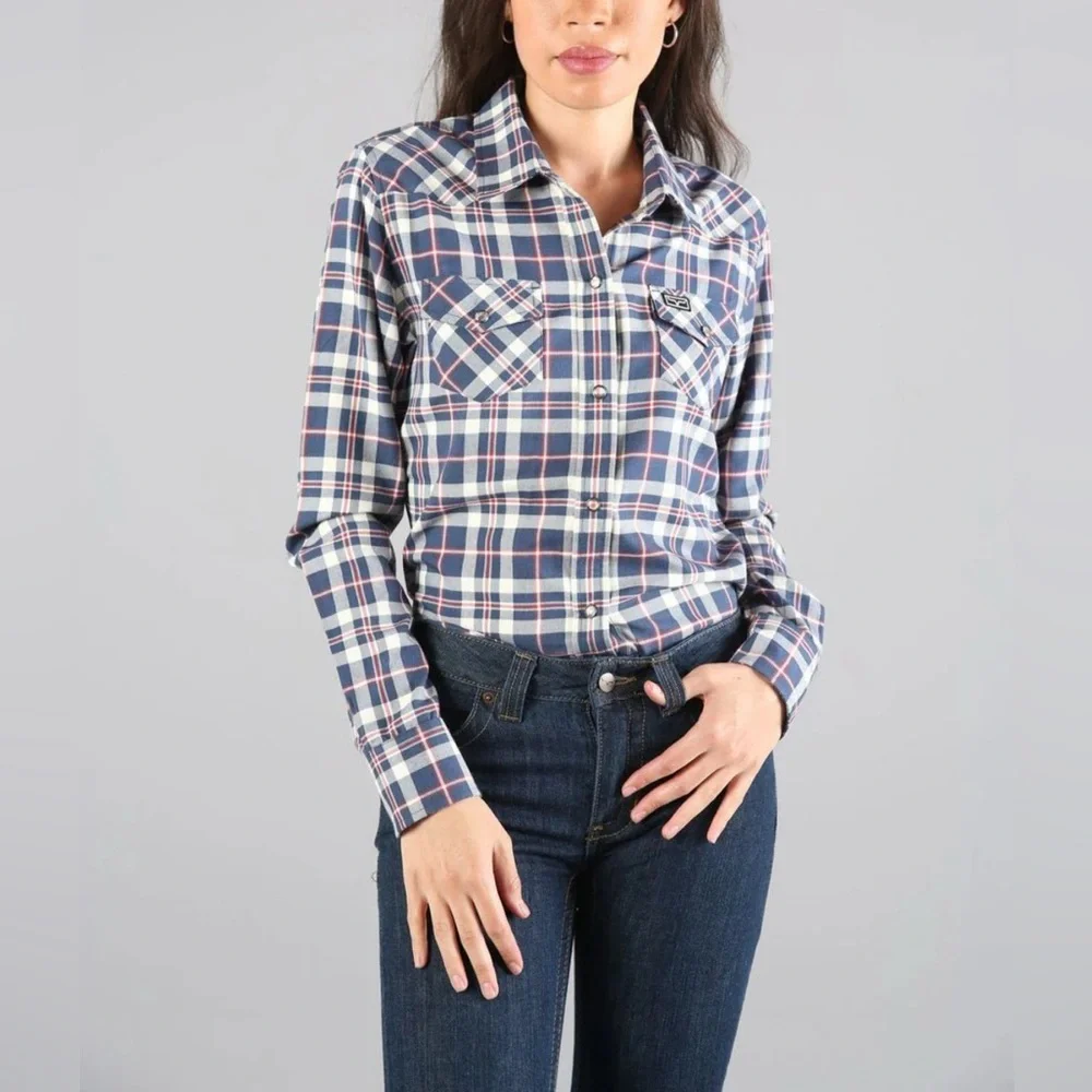 NWT Kimes Ranch Women’s San Mateo Blue Flannel Plaid w/Pearl Snaps in XXL - Picture 5 of 8